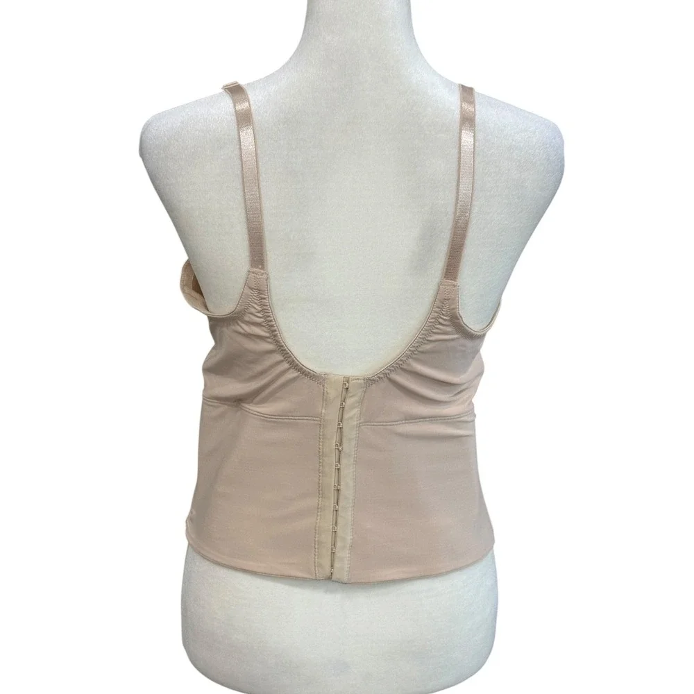 Victoria's Secret PINK Beige Longline Underwire Molded Cup‎ Bra 36C Nude Bustier